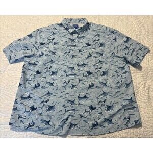 Guy Harvey Men’s 2XL Vented Fishing Shirt Marlin Sailfish Blue Short Sleeve